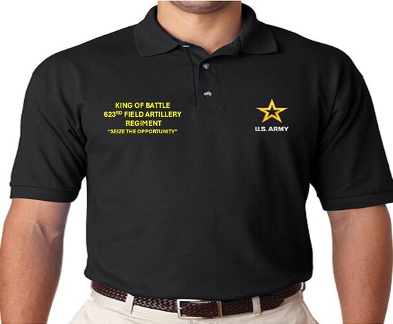 623rd Field Artillery Regiment *King of Battle* Seize the Opportunity *Embroidered polo shirt* Army Officially Licensed