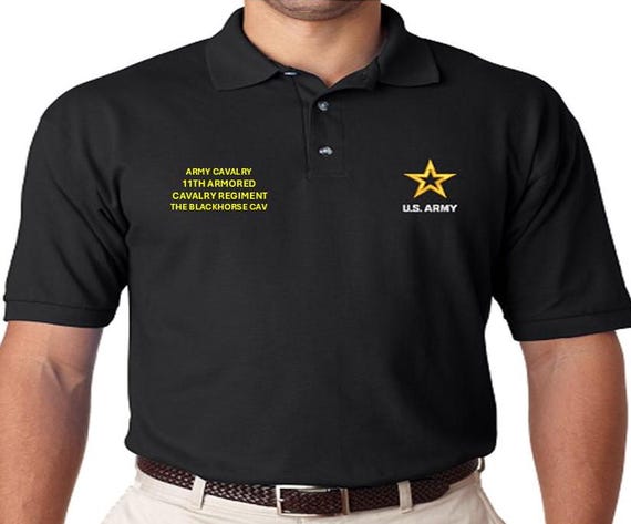 11th Armored Cavalry Regiment* The Blackhorse Cav*Army Cavalry*Embroidered polo shirt* Army Officially Licensed.