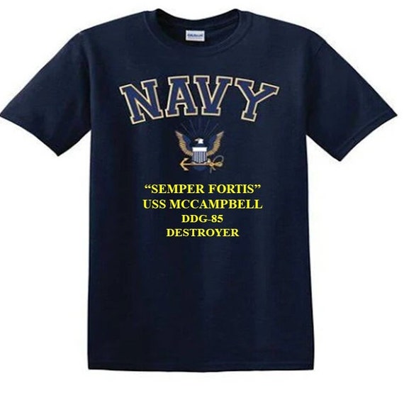 USS MCCAMPBELL DDG-85 Destroyer"Semper Fortis" Navy Logo Vinyl Shirt (Navy Officially Licensed)