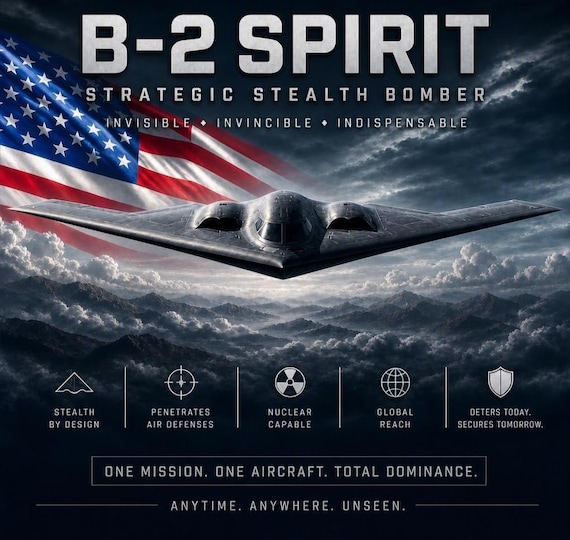 B-2 SPIRIT* Strategic Stealth Bomber* Air Force* 2-Side Vinyl Shirt. USAF Officially Licensed.