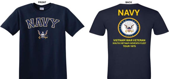 NAVY*Tour 1975* Vietnam War Veteran* South Vietnam-Navy Seventh Fleet. 2-Sided T-Shirt. US NAVY Officially Licensed.