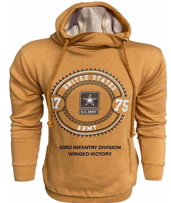 43RD Infantry Division* WINGED VICTORY * U.S. Army Vintage Premium Camel Hoodie. Army Officially Licensed