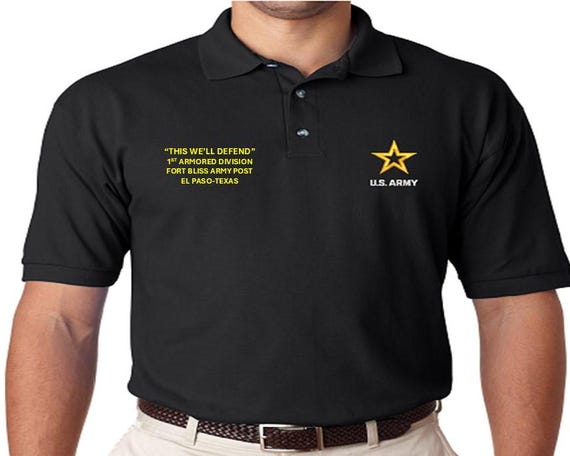 1st Armored Division*Fort Bliss Army Post*El Paso-Texas*Embroidered polo shirt* Army Officially Licensed
