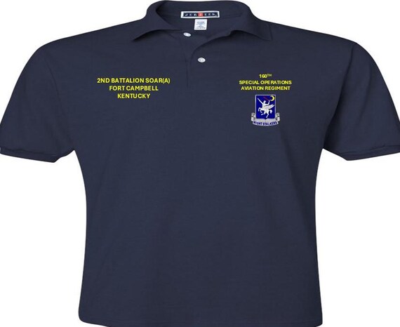 2nd Battalion SOAR A* Fort Campbell-Kentucky*160th Special Operations Aviation Regiment* Night Stalkers*Embroidered Left-Right Polo Shirt.