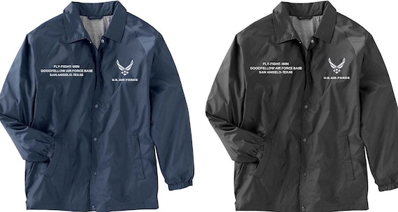 Goodfellow Air Force Base * San Angelo-Texas* Coaches Jacket *Embroidered Right & Left Chest. USAF Officially Licensed.