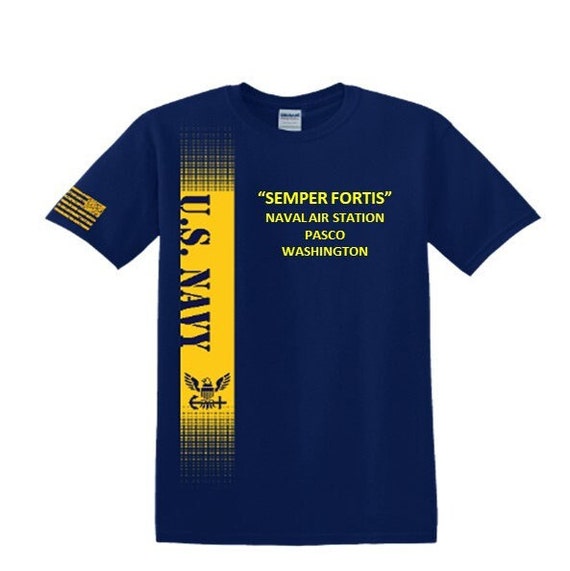 Naval Air Station Pasco* Washington* Semper Fortis*Navy Verticle-Vinyl & Silk Screen.*Officially Navy Licensed Shirt