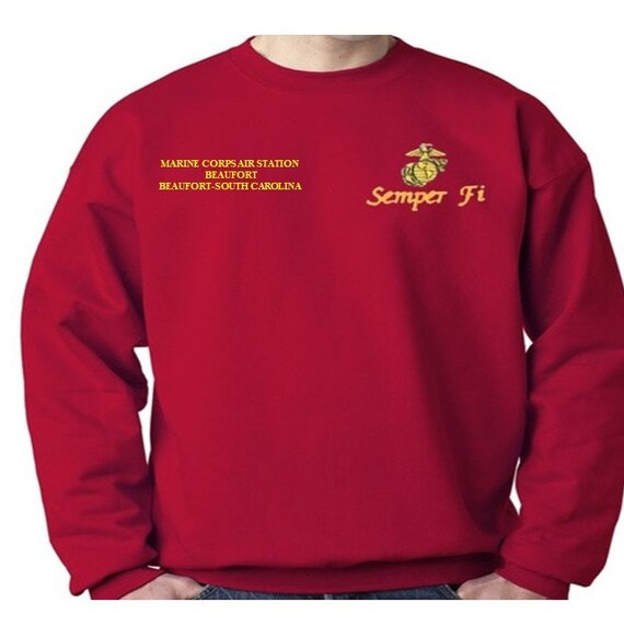 Marine Corps Air Station Beaufort  Beaufort-South Carolina Sweatshirt. Embroidered Left & Right Chest Sweatshirt. Officially Licensed