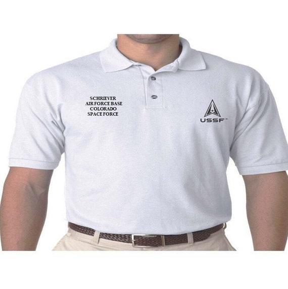 SPACE FORCE USSF Schriever Air Force Base Colorado Logo Embroidered Polo Shirt