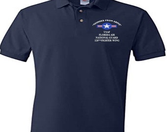 125th Fighter Wing Florida Air National Guard  Air Force "Thunder From Above" Embroidered Lightweight Polo Shirt