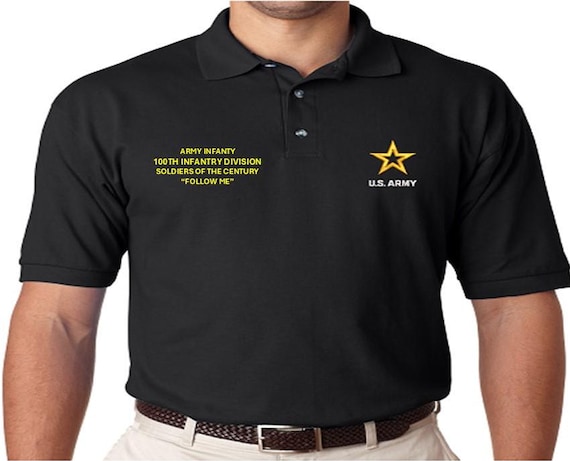 100th Infantry Division*Soldiers of the Century* Infantry-Follow Me*Embroidered polo shirt* Army Officially Licensed