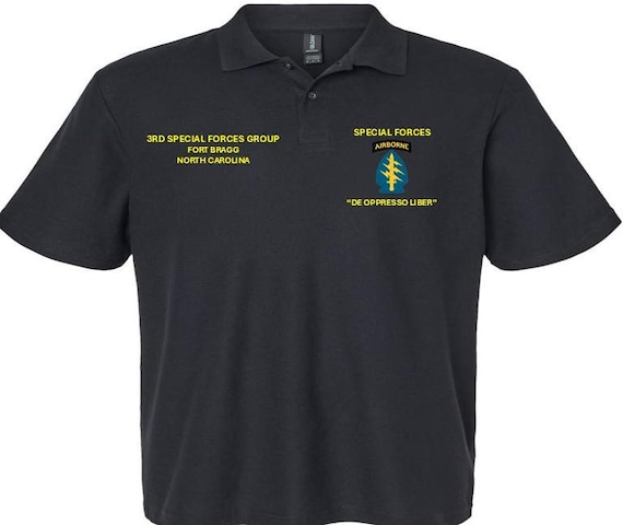 Special Forces Airborne*3rd Special Forces Group*Fort Bragg-North Carolina*Embroidered Left-Right Polo Shirt.