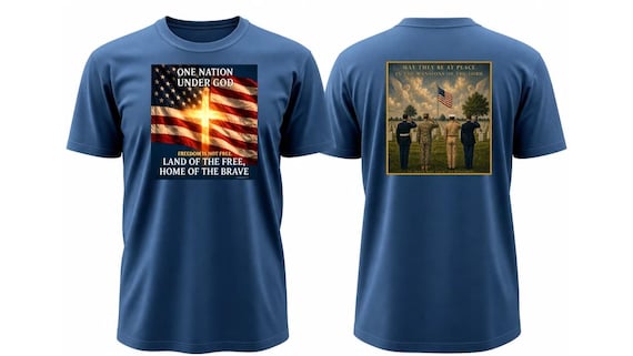 Mansions of the Lord. One Nation Under God-Land of the Free, Home of the Brave* 2-Sided Vinyl Shirt