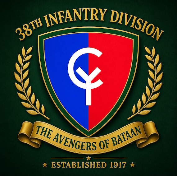 38TH Infantry Division* The Avengers of Bataan * Established 1917* 2-Sided Vinyl Shirt. ARMY Officially Licensed