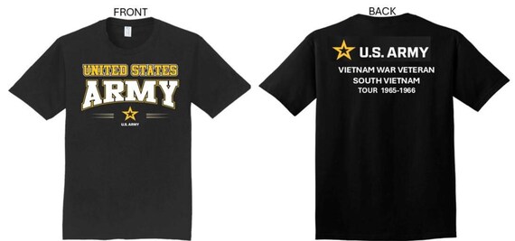 ARMY*Tour 1965-1966* Vietnam War Veteran* South Vietnam. 2-Sided T-Shirt. US ARMY Officially Licensed.