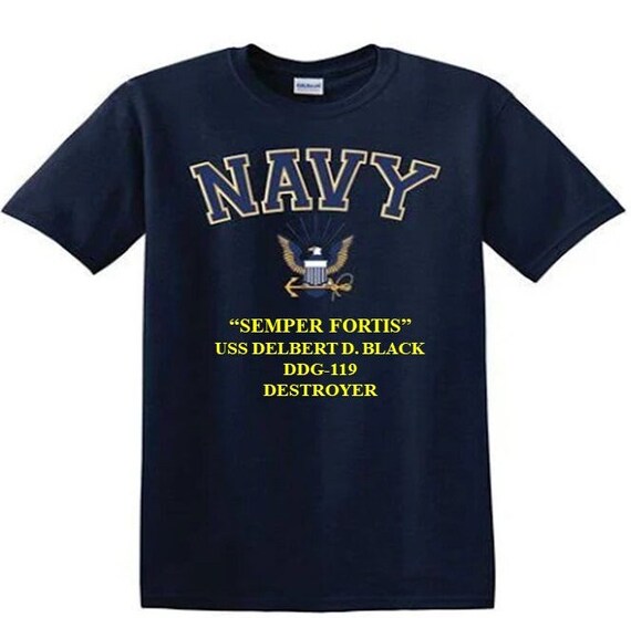 USS Delbert D. Black DDG-119 Destroyer"Semper Fortis" Navy Logo Vinyl Shirt (Navy Officially Licensed)
