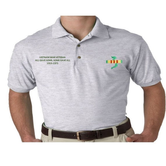 Vietnam War Veteran *All Gave Some, Some Gave All * Left and Right Chest Polo Shirt EMBROIDERED