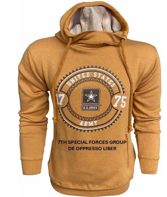 7TH Special Forces Group* De Oppresso Liber * U.S. Army Vintage Premium Camel Hoodie. Army Officially Licensed