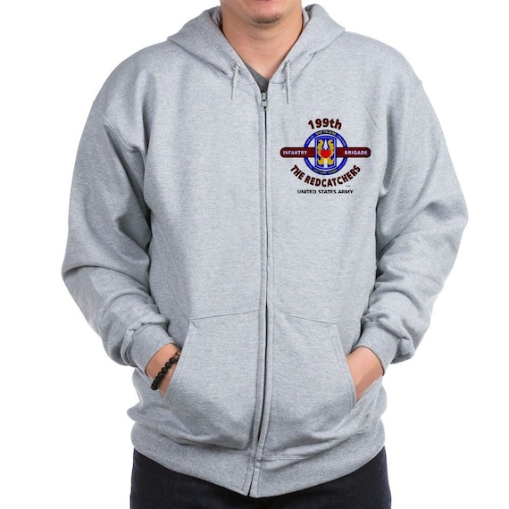 199th Infantry Brigade Vietnam "Redcatchers"  Battle & Campaign Left Chest Zipper Hoodie Sweatshirt w/Pockets.