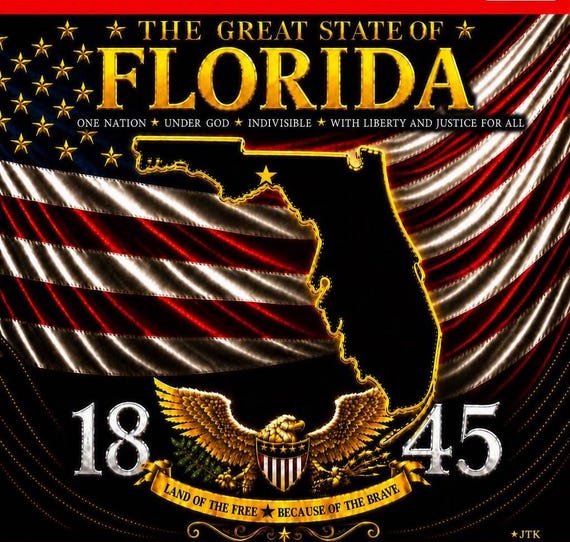 FLORIDA* United States of America *USA 50 States American Flag Shirt* 2-Sided Vinyl Shirt.  JTK Original