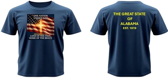 HAWAII 1959* Land of the Free, Home of the Brave*One Nation Under God. 2-Sided Vinyl Shirt.
