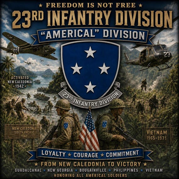 23RD Infantry Division* AMERICAL* Army Unit* 2-Side Vinyl Shirt. Army Officially Licensed.