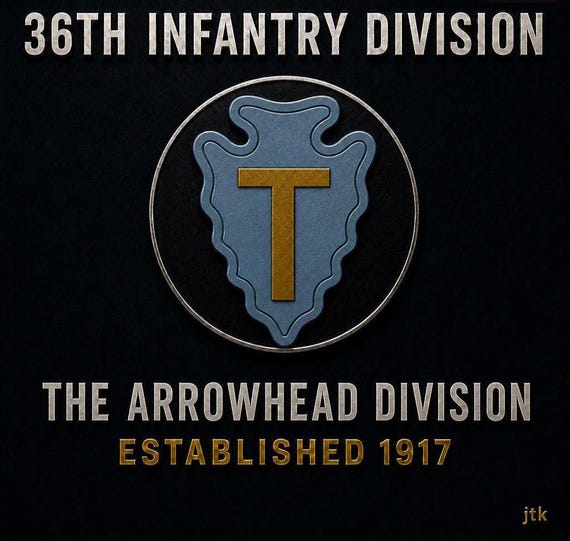 36TH Infantry Division* The Arrowhead Division * Established 1917* 2-Sided Vinyl Shirt. ARMY Officially Licensed
