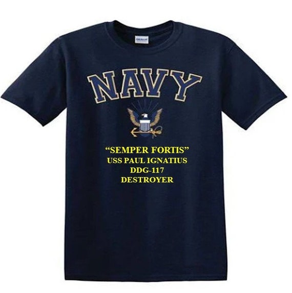 USS Paul Ignatius DDG-117 Destroyer"Semper Fortis" Navy Logo Vinyl Shirt (Navy Officially Licensed)