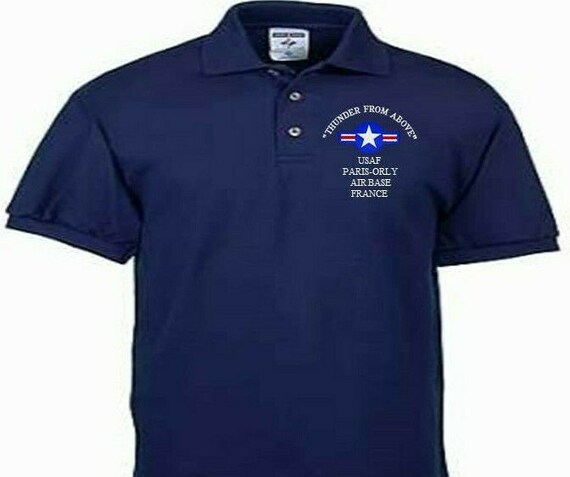 Paris Orly Air Base France Air Force "Thunder From Above" Embroidered Lightweight Polo Shirt