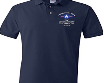 King Salmon Long Range Radar Site Alaska "Thunder From Above" Embroidered Lightweight Polo Shirt