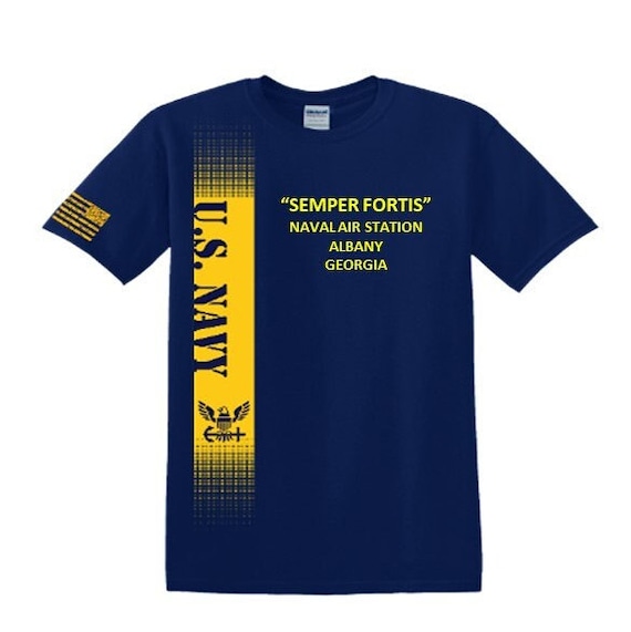 Naval Air Station Albany* Georgia * Semper Fortis*Navy Verticle-Vinyl & Silk Screen.*Officially Navy Licensed Shirt