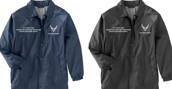Mountain Home Air Force Base * Mountain Home-Idaho* Coaches Jacket *Embroidered Right & Left Chest. USAF Officially Licensed.