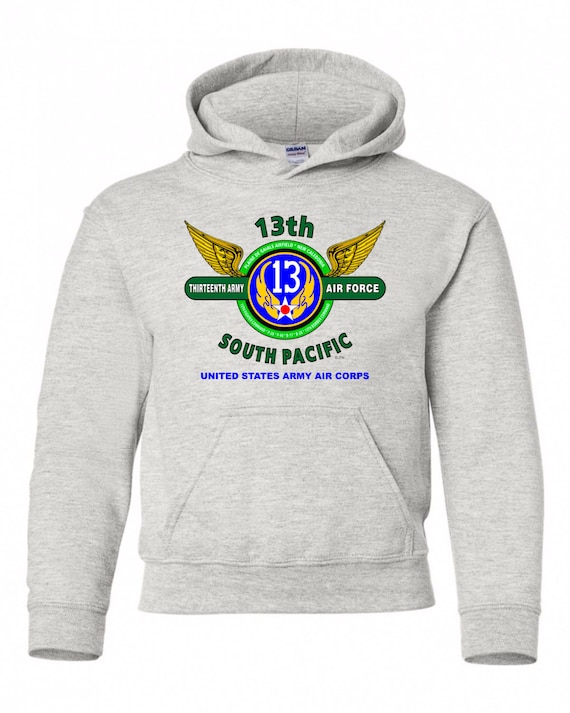 13th Army Air Force" South Pacific " WW II Battle & Campaign Hoodie Sweatshirt w/Pockets.
