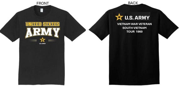 ARMY*Tour 1960* Vietnam War Veteran* South Vietnam. 2-Sided T-Shirt. US ARMY Officially Licensed.