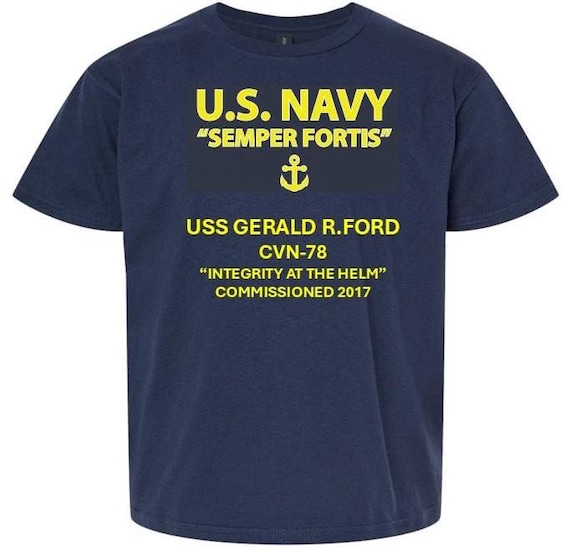 USS Gerald R.Ford  CVN-78* Semper Fortis* Anchor Shirt* U.S.Navy Officially Licensed
