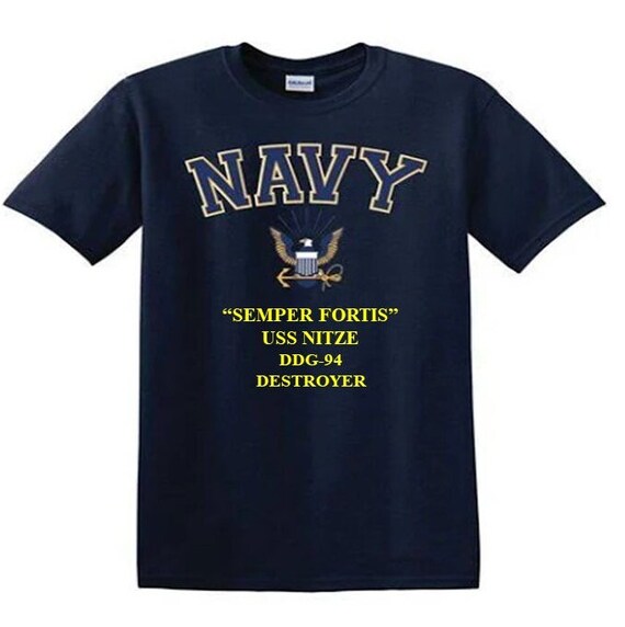USS NITZE DDG-94 Destroyer"Semper Fortis" Navy Logo Vinyl Shirt (Navy Officially Licensed)