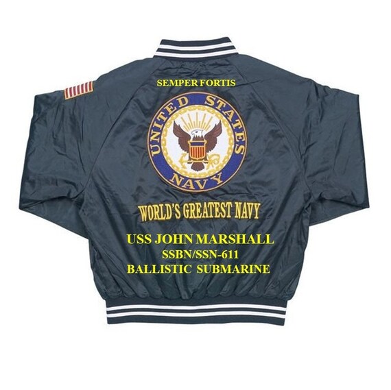 USS John Marshall SSBN/SSN-611  Submarine Navy Embroidered 1-Sided Satin Jacket (Back Only) Officially Licensed