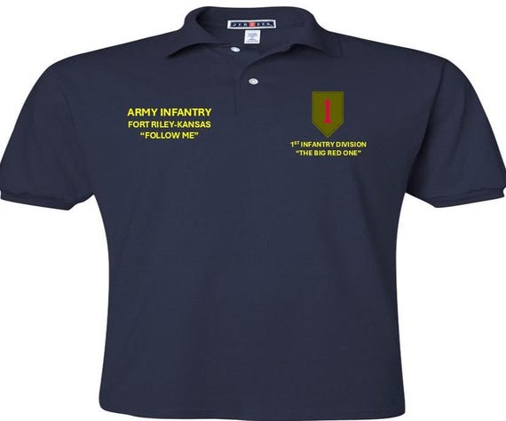 1st Infantry Division* The Big Red One* Army Infantry Fort Riley-Kansas*Embroidered Left-Right Polo Shirt.