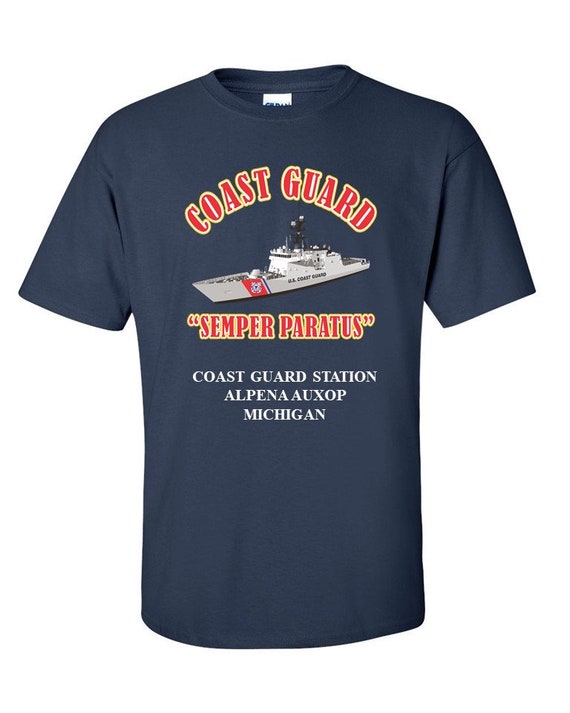 Coast Guard Station Alpena Auxop-Michigan "Semper Paratus"  Vinyl/Silkscreen Coast Guard Cutter Shirt