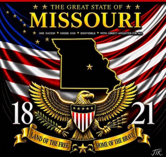 MISSOURI* United States of America *USA 50 States American Flag Shirt* 2-Sided Vinyl Shirt.  JTK Original