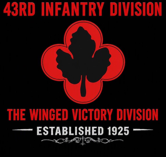 43RD Infantry Division* The Winged Victory Division * Established 1925* 2-Sided Vinyl Shirt. ARMY Officially Licensed
