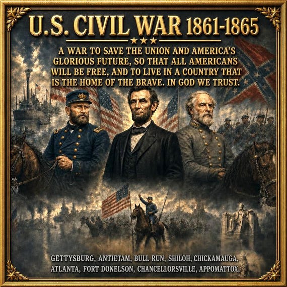 U.S. Civil War * 1861-1865* A War to Save the Union and Give Freedom To All* Memorial Image* Freedom Is Not Free* 1-Sided Vinyl Shirt.