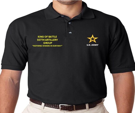 557TH Artillery Group *King of Battle* Nothing Stands In Our Way *Embroidered polo shirt* Army Officially Licensed