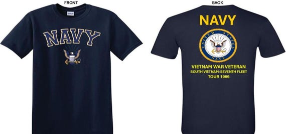 NAVY*Tour 1966* Vietnam War Veteran* South Vietnam-Navy Seventh Fleet. 2-Sided T-Shirt. US NAVY Officially Licensed.