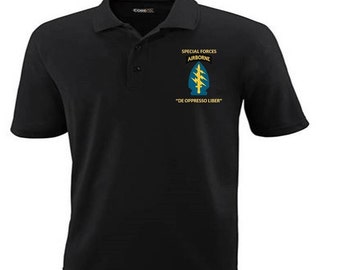 Special Forces Airborne  &quot;DE OPPRESSO LIBER&quot; Embroidered Light Weight Polo Shirt