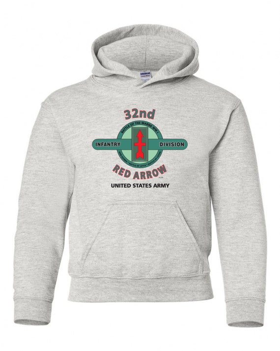 32nd Infantry Division"Red Arrow" Battle & Campaign Hoodie Sweatshirt w/Pockets.
