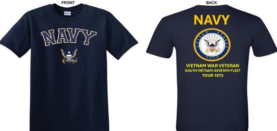 NAVY*Tour 1973* Vietnam War Veteran* South Vietnam-Navy Seventh Fleet. 2-Sided T-Shirt. US NAVY Officially Licensed.