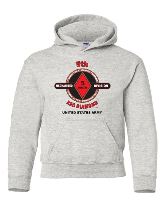 5th Infantry Division " Red Diamond "Battle & Campaign Hoodie Sweatshirt w/Pockets.
