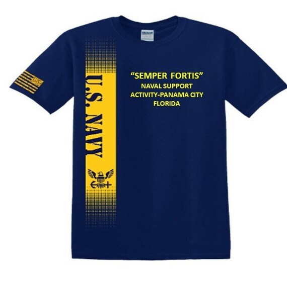 Naval Support Activity PANAMA CITY * Florida * Semper Fortis*Navy Verticle-Vinyl & Silk Screen.*Officially Navy Licensed Shirt