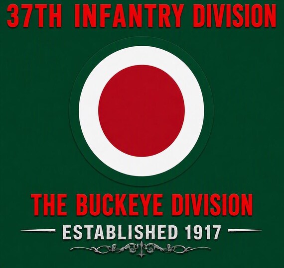 37TH Infantry Division* The Buckeye Division * Established 1917* 2-Sided Vinyl Shirt. ARMY Officially Licensed