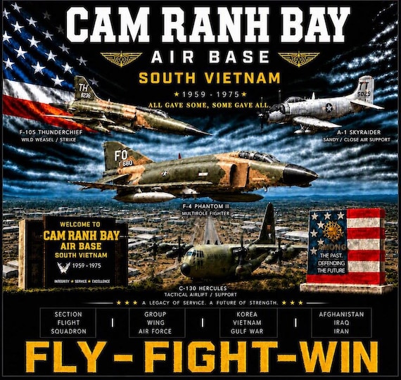 CAM RANH Bay Air Base * South Vietnam*Vietnam Veteran* 2-Side Vinyl Shirt. USAF Officially Licensed.